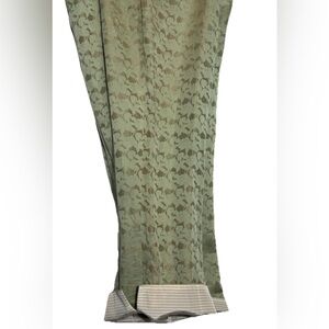 Sigrid Olsen, Vintage Silk Linen Floral Print w Cuff Detail Capri Pant Deco 20